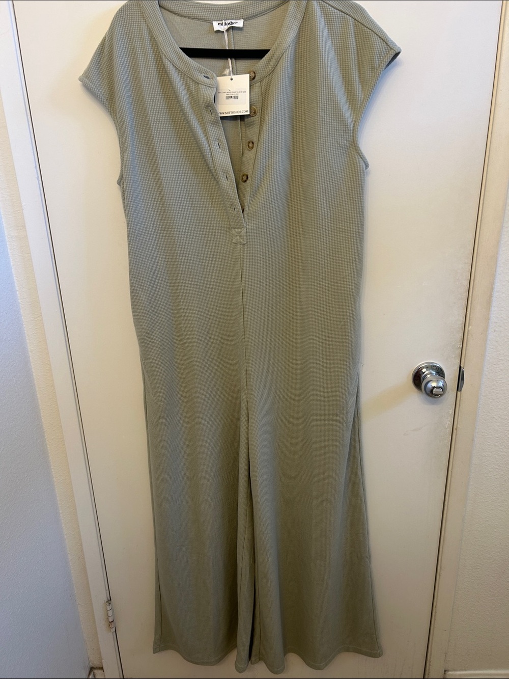 mittoshop Olive Green Wide-Leg Jumpsuit